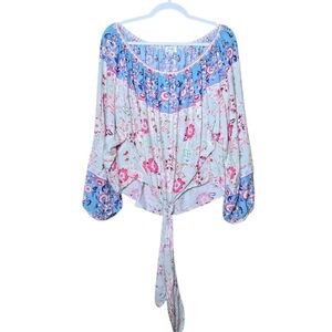 Umgee USA Boho Tie Front Blouse Size Large